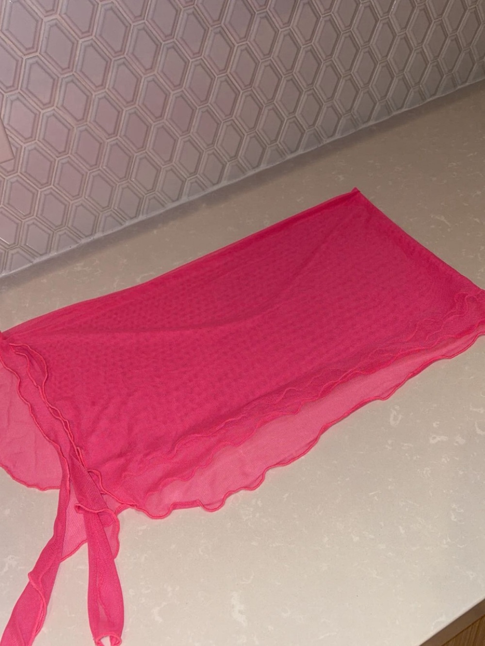Sheer Hot Pink Mesh Beach Sarong Tie Wrap